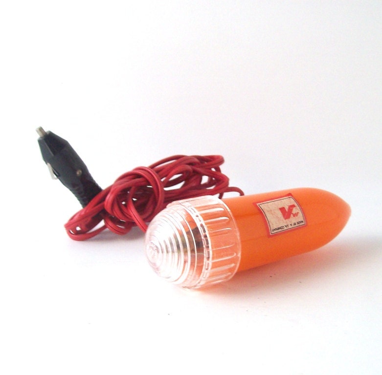 vintage car lighter flashlight lite auto light plug-in magnetic accessory accessories automotive retro atomic mid century modern orange