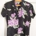 vintage tommy bahama womens hawaiian shirt XS x-small top blouse ladies floral flowers clothing hawaii tiki summer black purple green