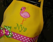 Personalized Child's Apron with Flamingo