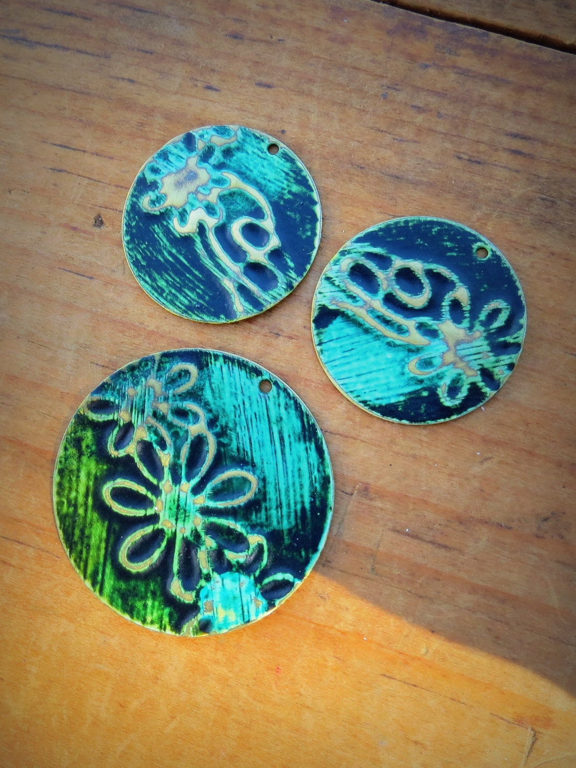 Vintaj Natural Brass embossed pendants and charms