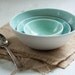 Serving Bowls Kitchen Food Prep Porcelain Bowls Aqua and White Pottery