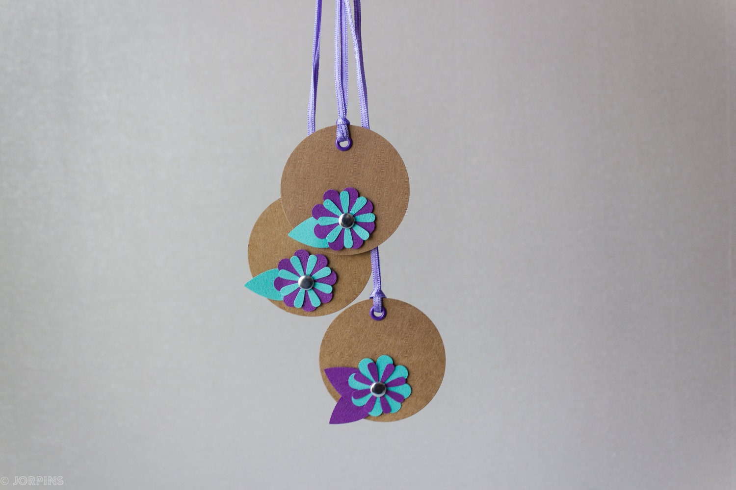 Crazy daisy gift tags - Purple blue - Set of 3
