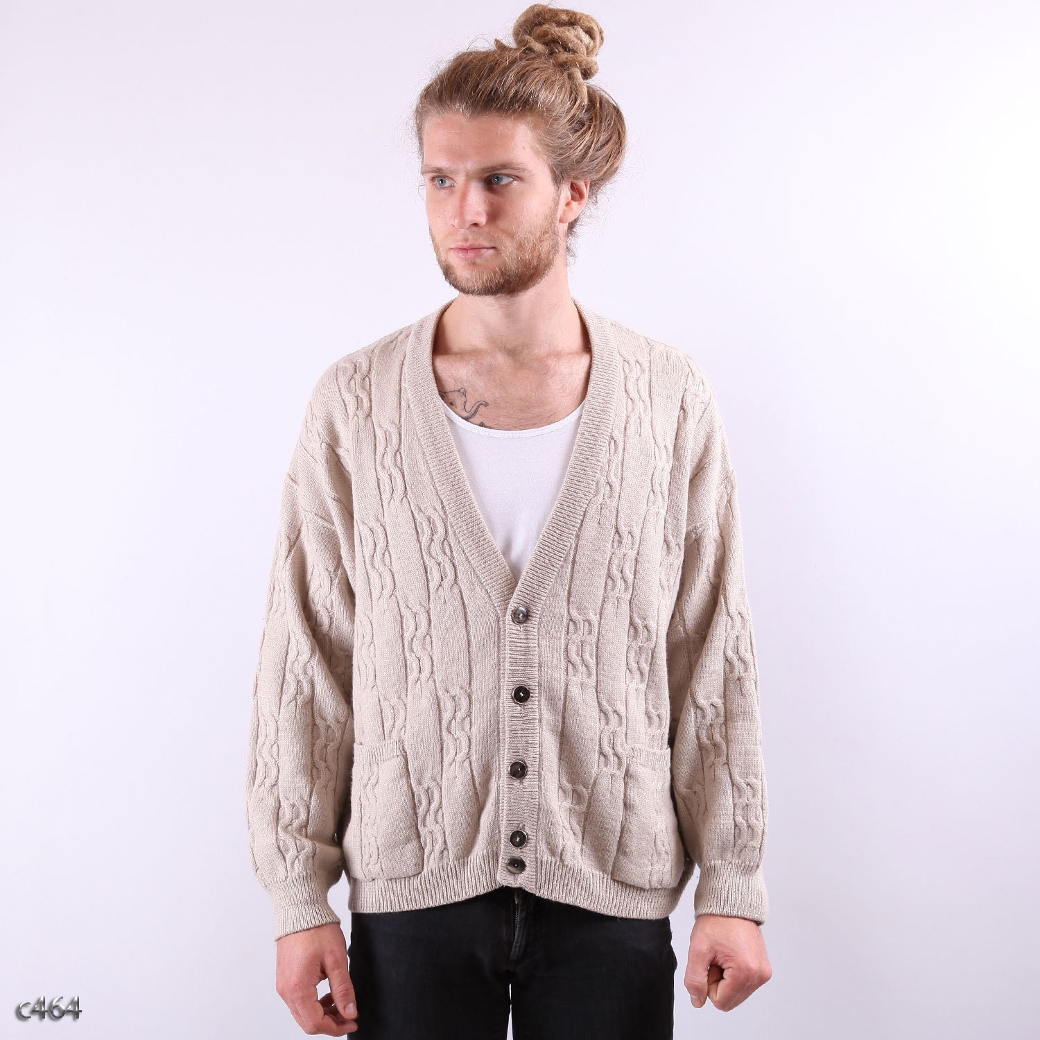 Cable Knit Cardigan / Cozy Vintage Cardigan / sz Medium to Large