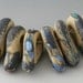 Rustic Drops - (6) Handmade Lampwork Beads - Tumble Etched - Lichen, Black