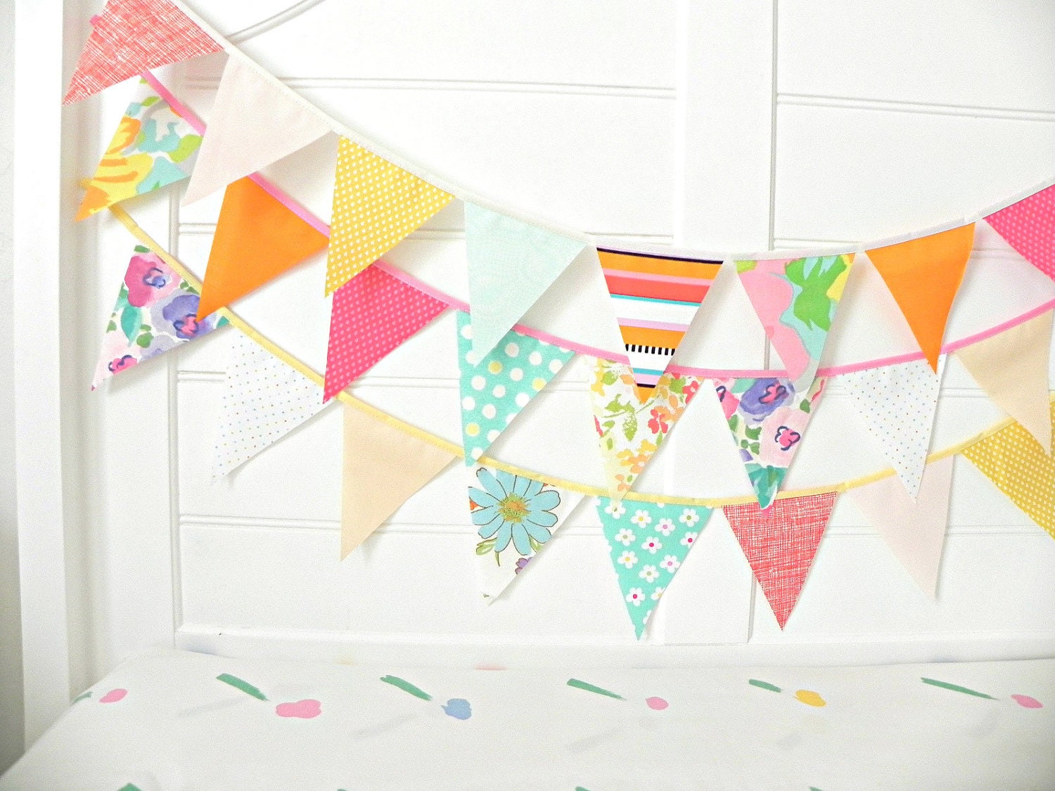 Gumball Circus Vintage Fabric Bunting, Garland, Banner, Pennant Decoration 9 Feet Handmade By A Fête Beckons On Etsy