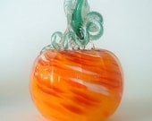 Hand Blown Glass Pumpkin Orange