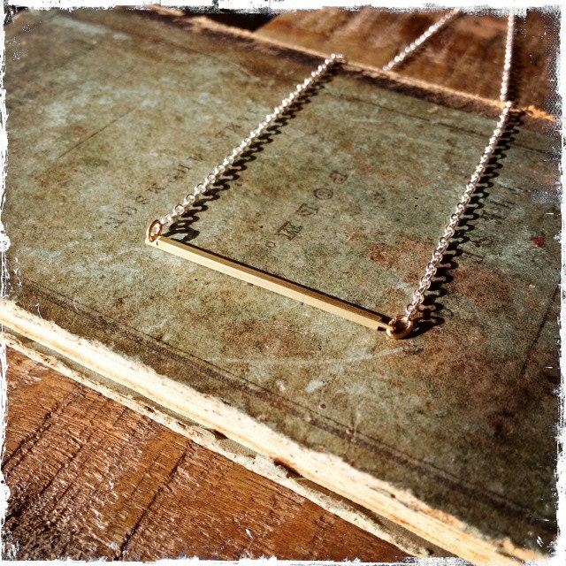 GILDED BAR NECKLACE - sterling silver - solid brass bar