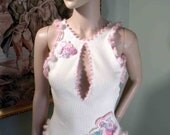 CHIC & FEMININE TANKTOP -  Spring/Summer 2013, Freeform Crocheted Embellishments, Top Quality Baby Merino Wool