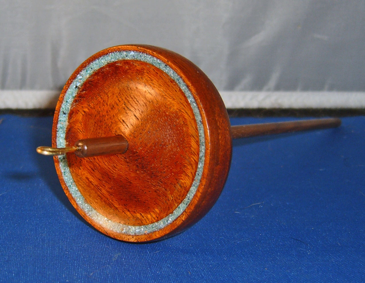 1.25 oz Hand-Turned Mahogany Inlay Top Whorl Drop Spindle