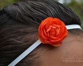 Thanksgiving Baby Girl Headband- Orange Ranunculus Bloom Headband - Orange Flower Headband - Orange Headband