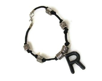 Personel Black Letter Bracelet