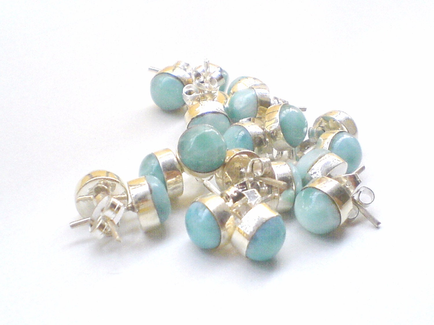 Larimar studs Larimar post Earrings 1 pair round studs
