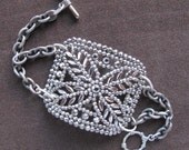 Vintage Cut Steel Shoe Buckle Bracelet Victorian c1910