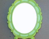 Chartreuse Chanteuss . . . Vintage SYROCO Mirror . . . Pink, White, Black . .  .Wall or Table Mirror