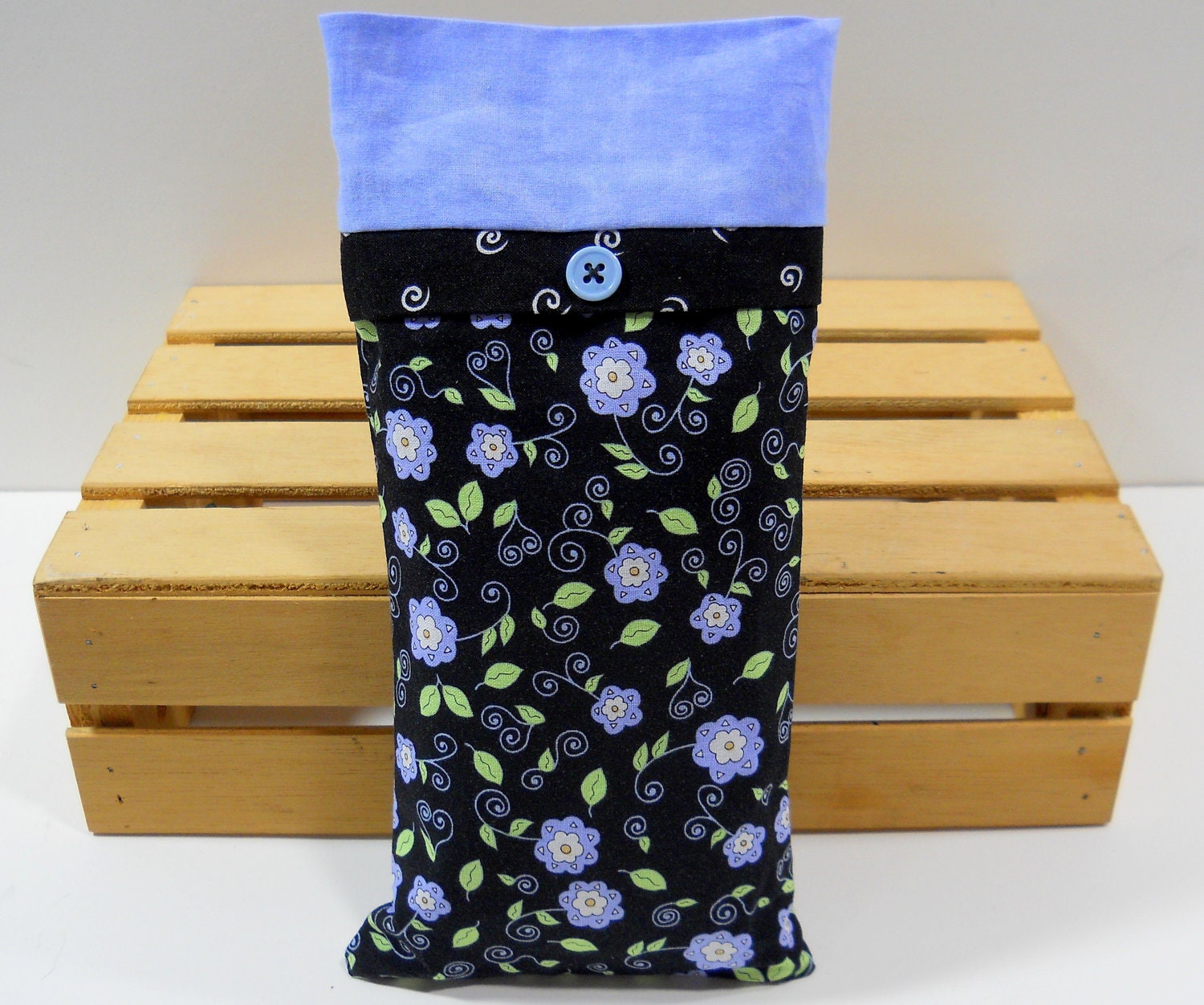 EYE PILLOW with Choice of Blend and Removable Cover - -Yoga Eye Pack - Periwinkle Flowers