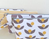 Gray and yellow bridesmaids clutches, wristlet purse gray yellow wedding