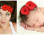 LIMITED TIME // red poppy garland headband for baby and momma.