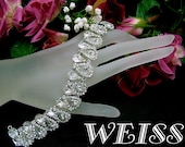 Brilliant Vintage 1950s Weiss Clear Rhinestone Bracelet All Tear Drop Stones, Some With Icing