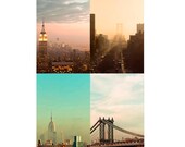 New York Photography Gift Collection, NY Wall Decor in pastel, peach, pink, blue, mint - landmarks - coordinated prints