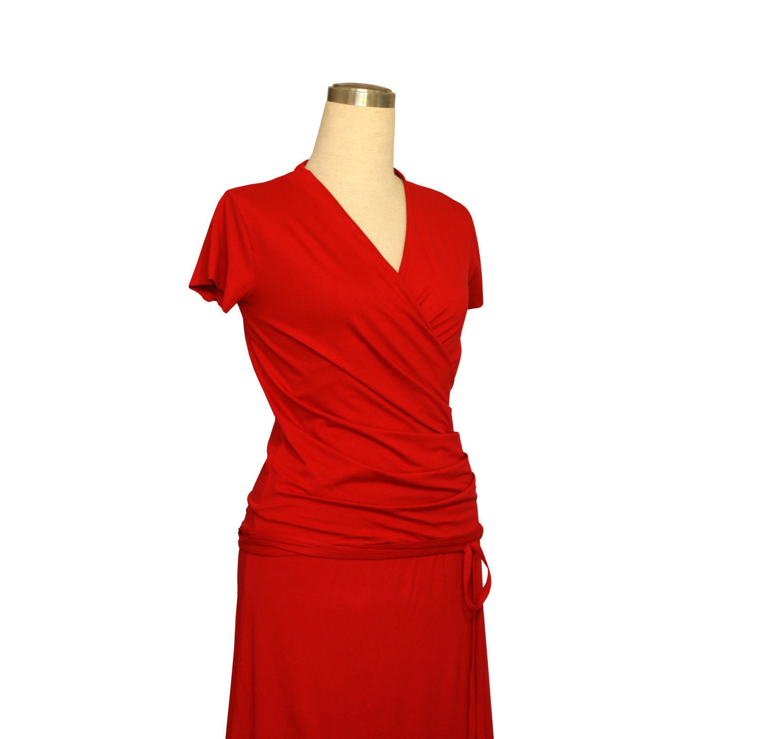 Red Dress, bridesmaid dress, aline wrap dress, custom wrap dress, womens dress