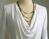 Cowl Neck Top - short, 3/4, long sleeves. White top. Made to measure women top