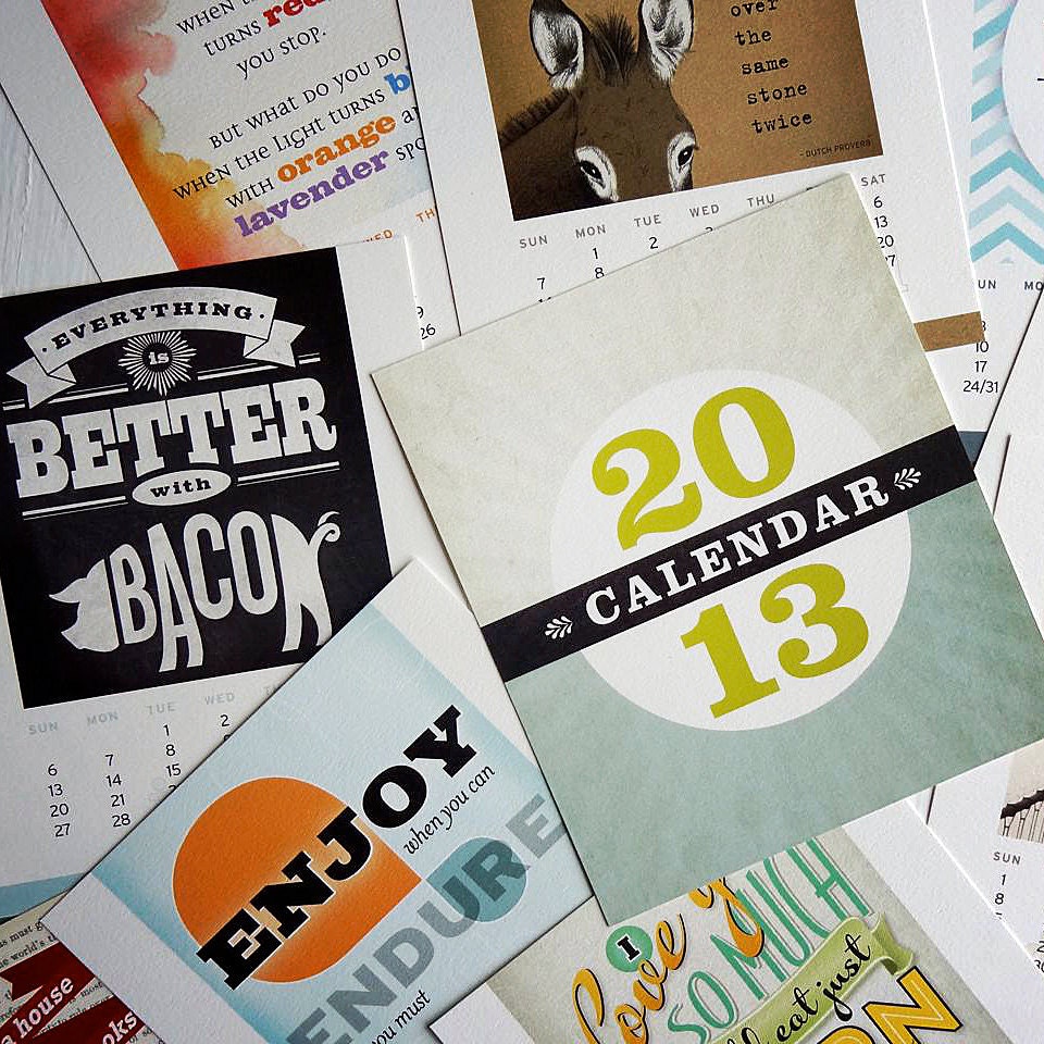 ON SALE 2013 desk calendar with inspirational quotes in cd case stand