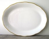White Buffalo China Platter with Yellow Trim Restaurant Ware