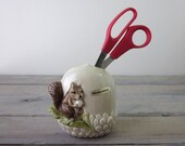 Vintage Squirrel and Acorn Planter Vase Handpainted