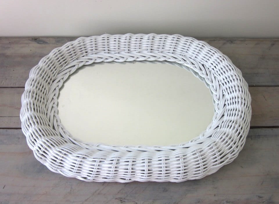 White Wicker Mirror Oval Shape by 22BayRoad on Etsy