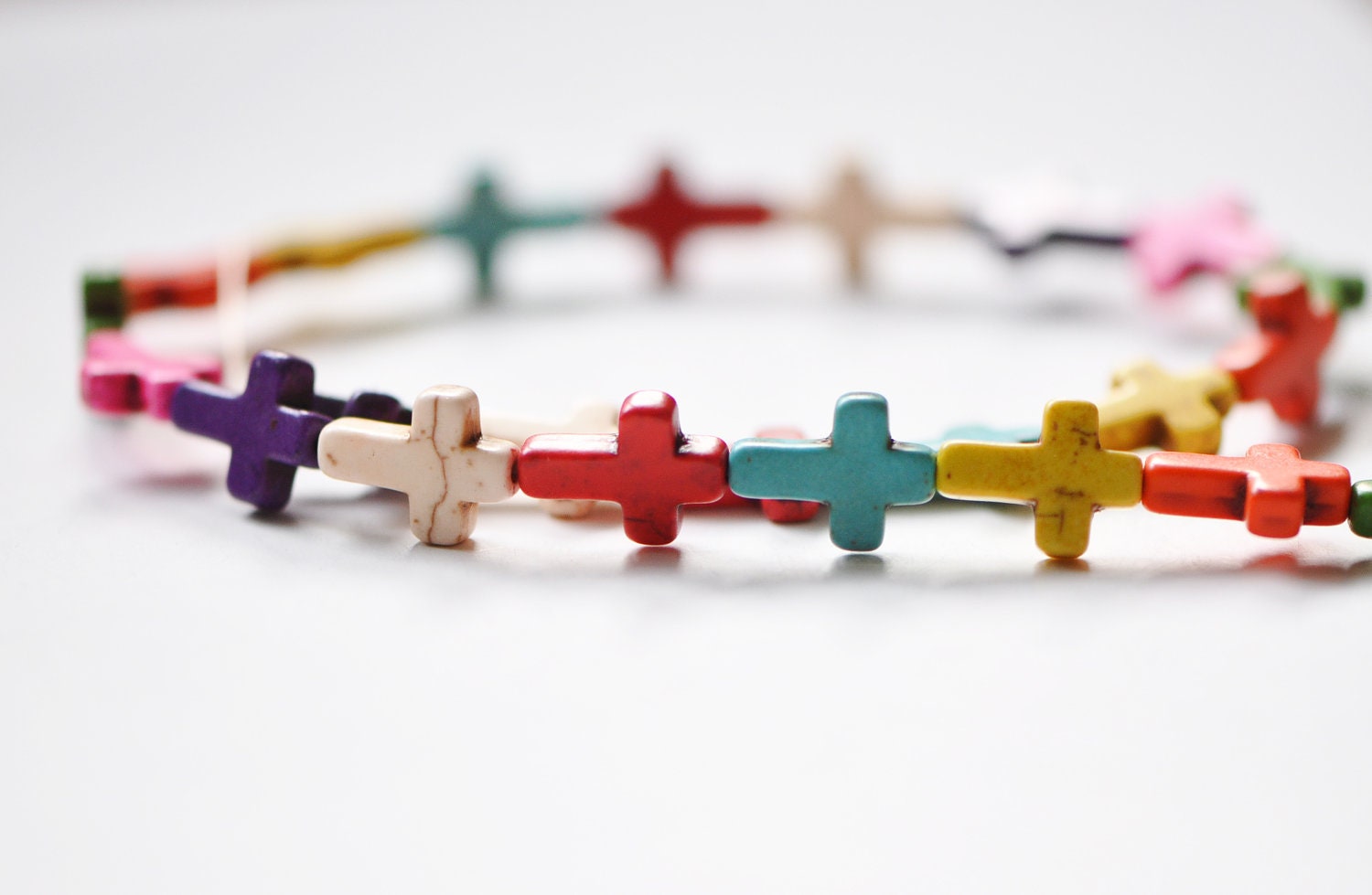 24pcs Cross Beads Dyed Howlite Multi-color 16mm Rainbow -V5012