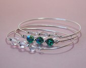 Swarovski Crystal and Pearl Sterling Silver  Bangle  Bracelet Bridesmaids Wedings