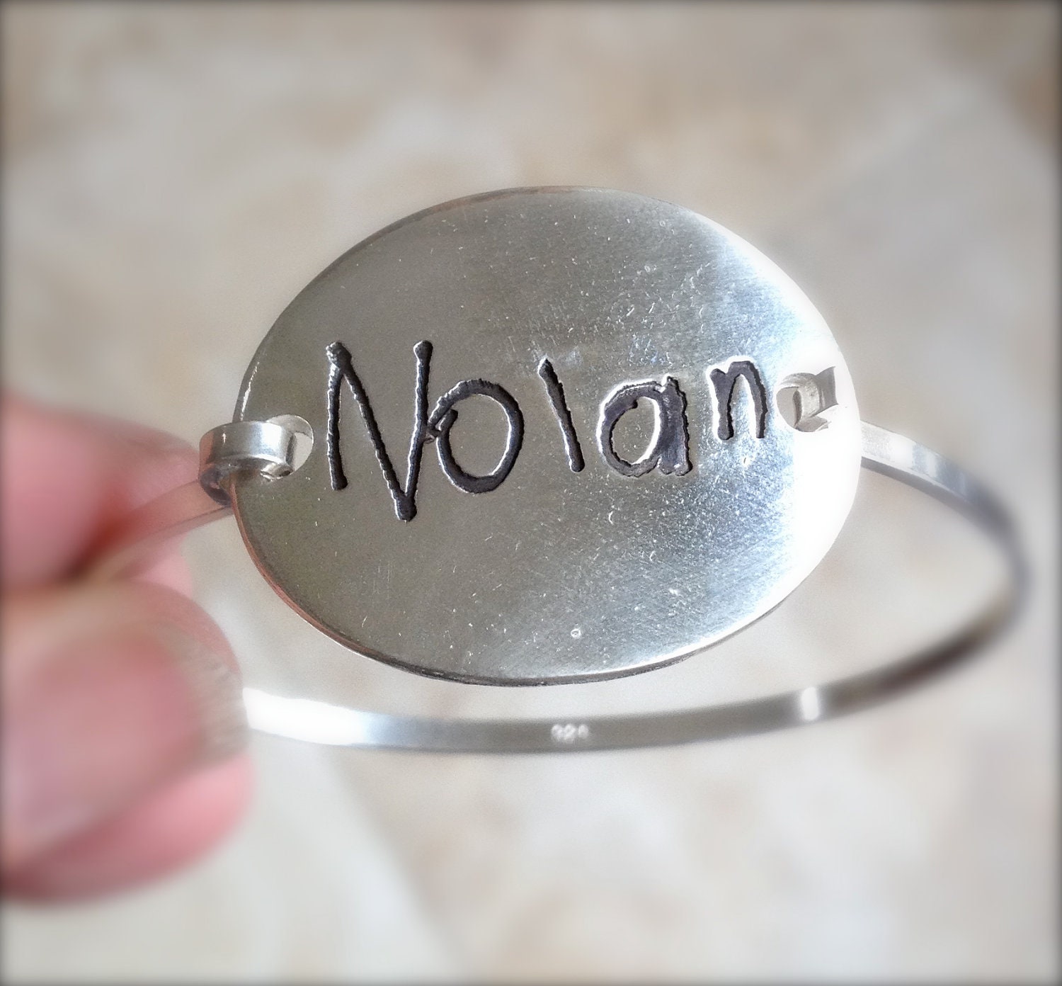 Your Child's First Signature Silver Bracelet In Their Own Writing--Made to Order