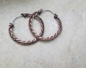 copper braided hoop earrings