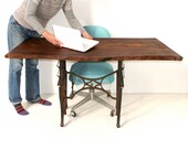 Walnut Table Industrial Iron Base