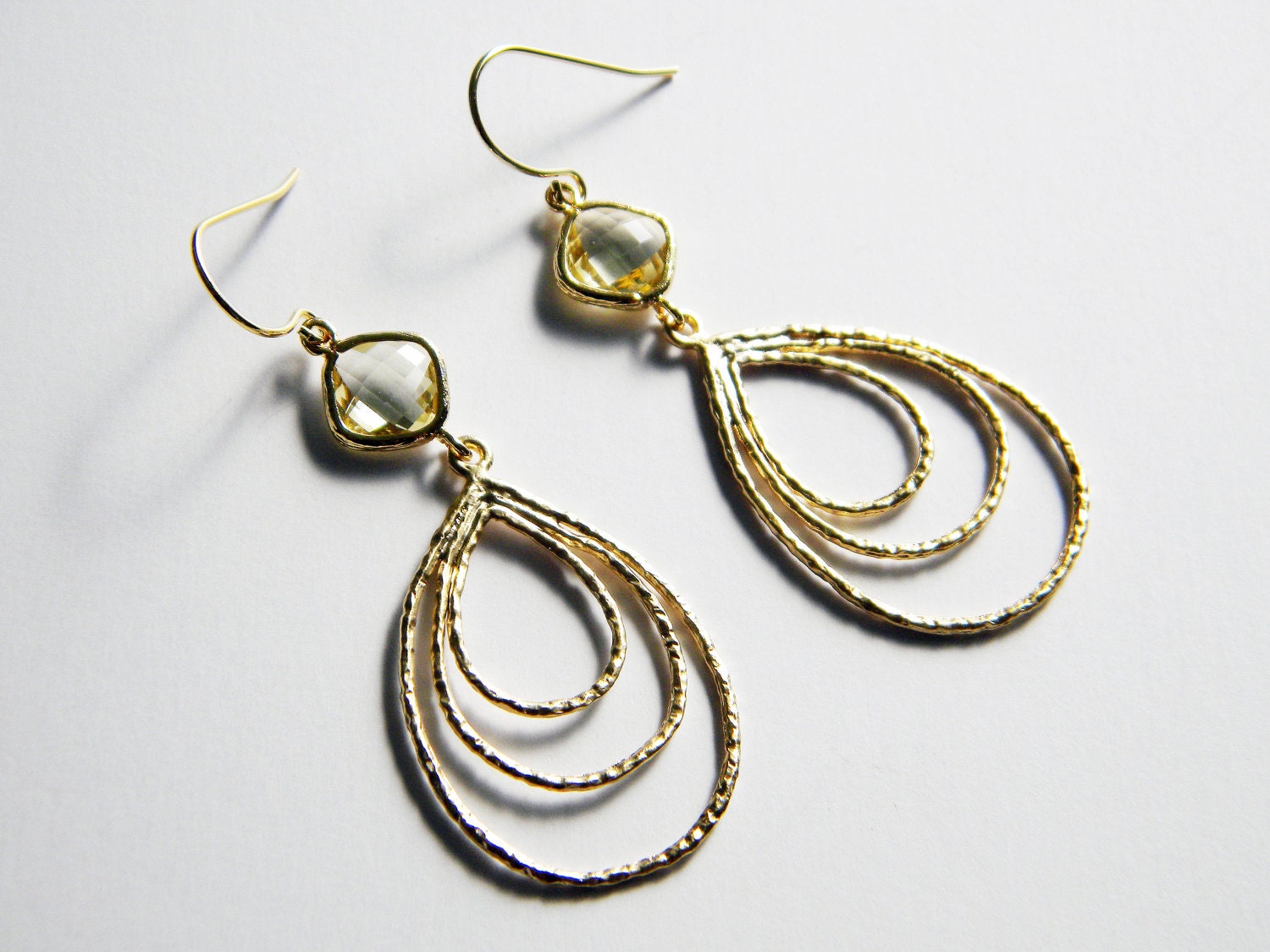 Mandy - jonquil and gold earrings - modern earrings, gift, wedding, bridesmaids