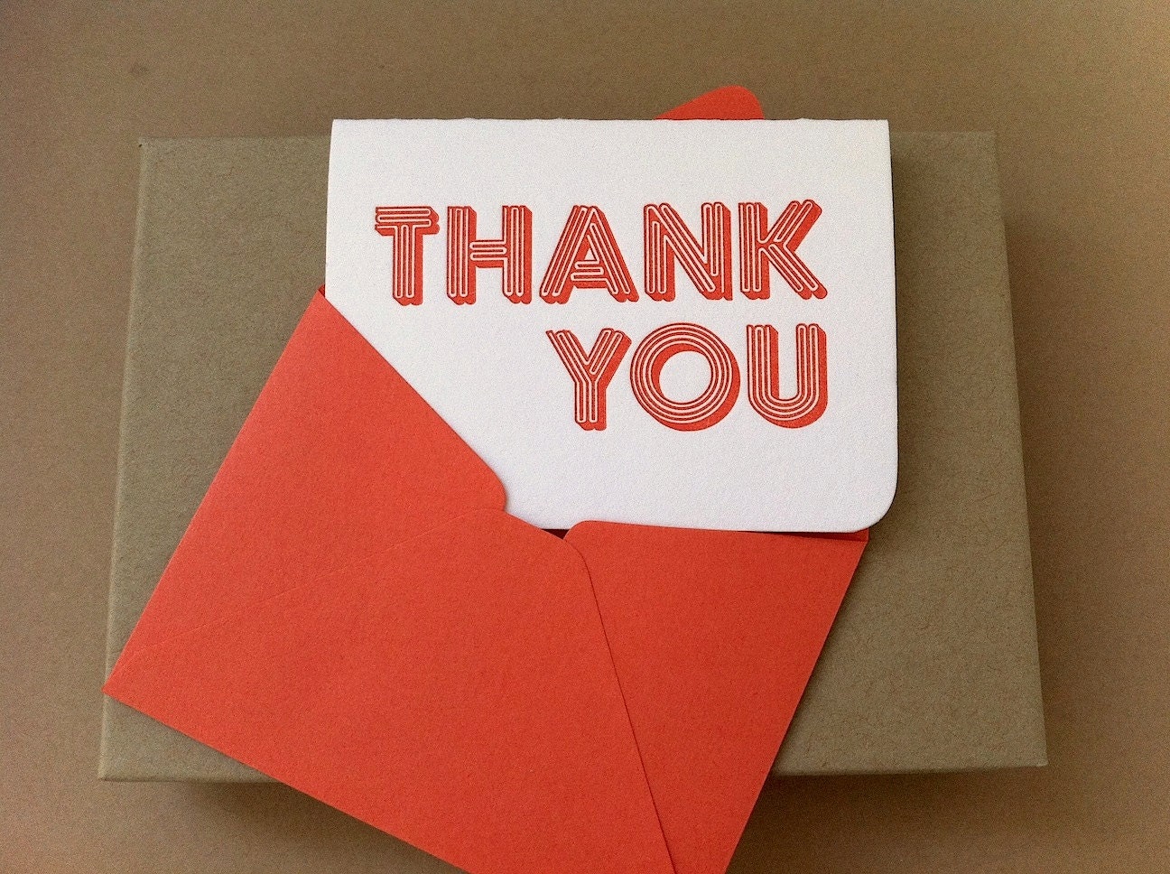 Thank You Mini Card // Orange Letterpress
