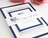 Wedding Invitation, Navy Wedding Invitation, Navy Blue Wedding Invitations, Wedding Invites - Modern Logo Design - Deposit to Get Started