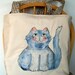 Cat Lovers Hand Painted Tote Quilted with Pockets