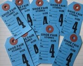 Lot of 10 Vintage Blue Shoe Shop Tags