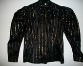 Vintage black and gold top with bow and huge puffy sleeves - FREE shipping worldwide