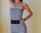 Strapless Black and White Dress - Free US Shipping - Donation to UNICEF - Item MM-DRT13-14BW0