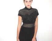 1980s mesh 2pc optical cut out jumpsuit
