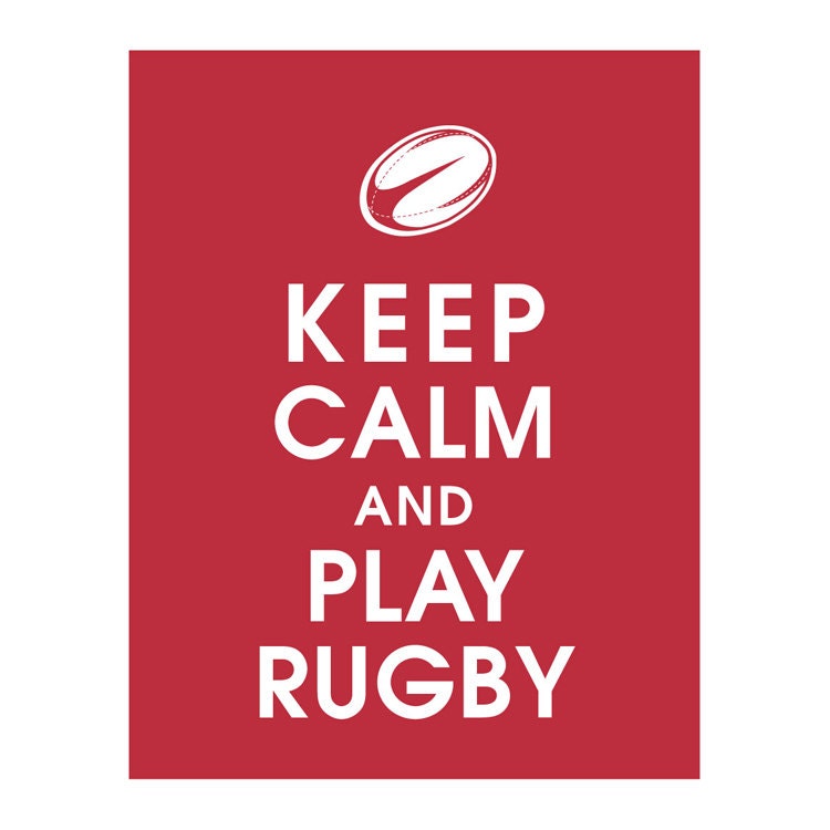 Keep Calm and Play Rugby, 11x14 Print (featured in Cardinal Red) Buy 3 get 1 FREE Keep Calm Art Keep Calm Poster