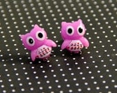 Purple Owl Earring Posts