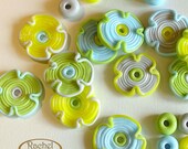 Glass Beads, Flower Beads, Lampwork Flower Beads, Lampwork Beads, Handmade Lampwork Glass Beads Disc Set (20 )