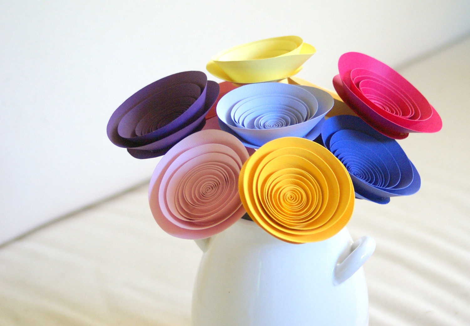 9 Large Paper Flowers in Bold Yellows, Blues, and Pinks, Handmade Flower Bouquet, Hostess Gift, Housewarming Gift