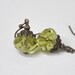 Olive Green Gem Cut Faceted Crystal Glass Beads and Victorian Style Antique Bronze Dangle Earrings