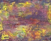 Purple Fields of Peace Abstract Acrylic Original Painting in White Mat
