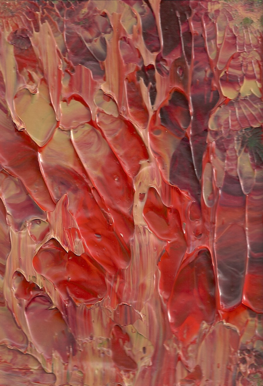 Original Acrylic Abstract Fall Leaves Painting Fine Art in White Mat.