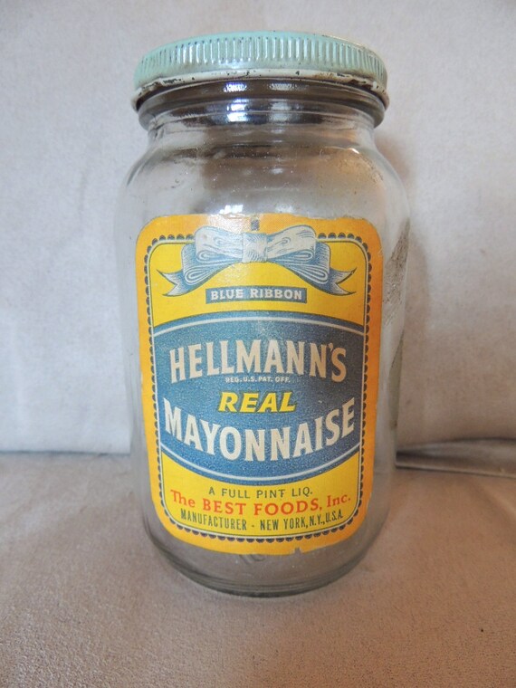 Vintage Hellmann S Mayonnaise Jar With Lid By Chezkvintage On Etsy